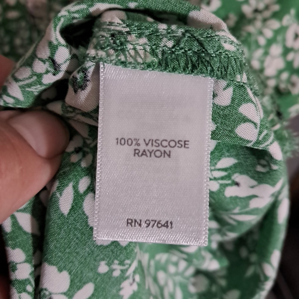 J. Jill Womens Sz 2X Floral Print Popover Blouse Green Office Flowy Long Sleeve - Picture 10 of 13
